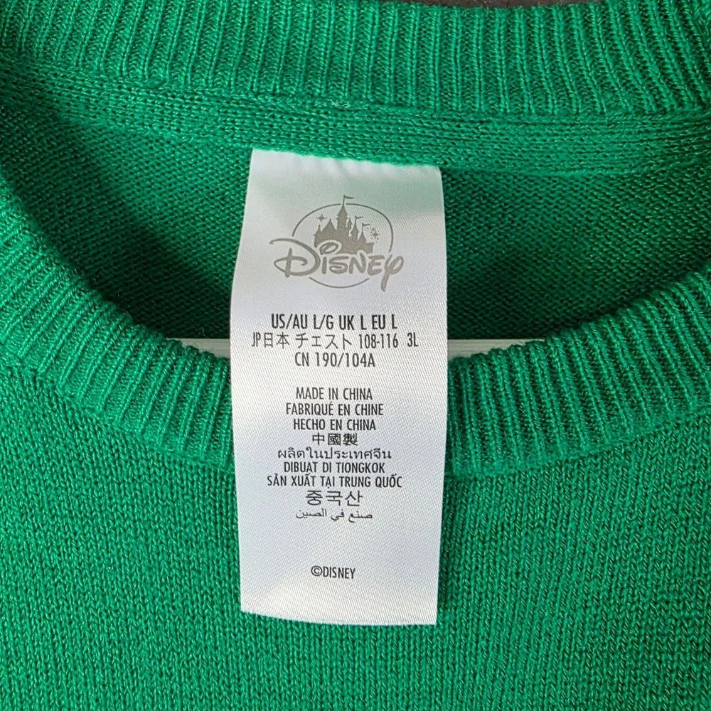 Disney Mickey Mouse Donald Duck Sweater Mens Large Green Christmas Graphic Knit